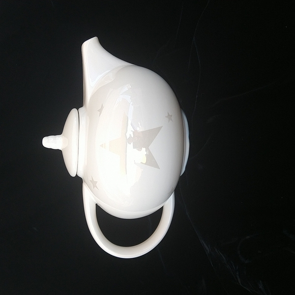 Vintage White with Silver Stars Tea Pot